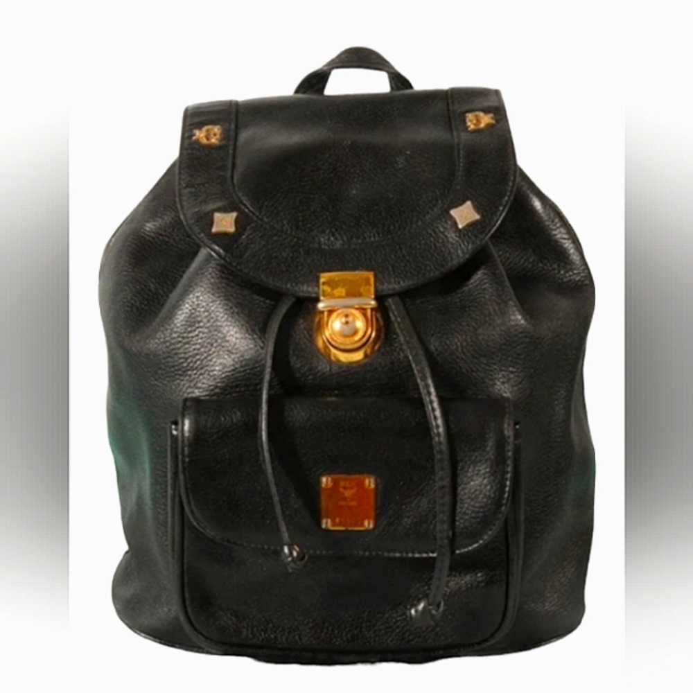 MCM AUTHENTIC LEATHER  BACKPACK  WITH GOLD HARDWARE EUC